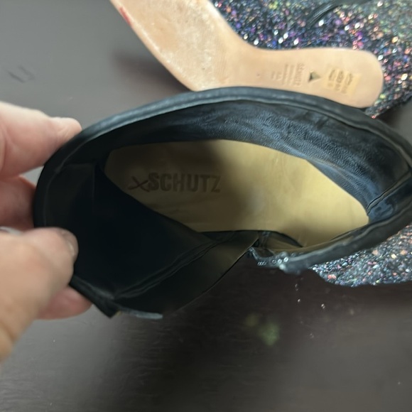 Schutz Glitter Ankle Boots Black Sequin Sparkle Leather Anthropologie Sz 6 - Picture 14 of 14